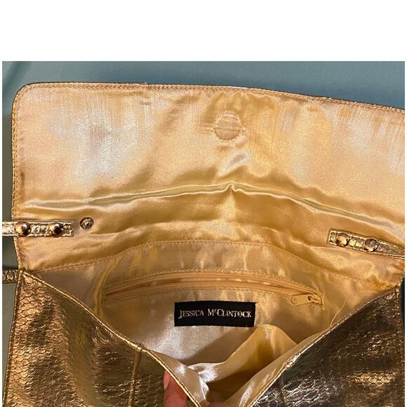 Vintage 90s Gold Jessica McClintock Convertible Clutch/Purse - Picture 8 of 9
